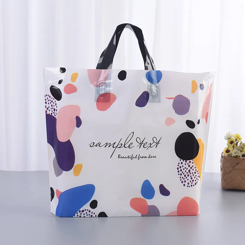 Simple Multicolor Dot Printing Plastic Gift Shopping Tote Bag