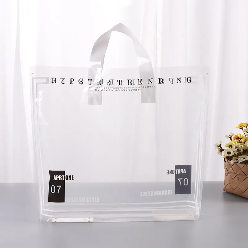 Simple Transparent Clear Plastic Gift Shopping Tote Bag