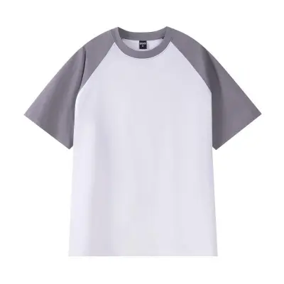 Unisex Casual Loose Fit 100% Cotton Raglan Short Sleeve Contrast Color T-Shirt