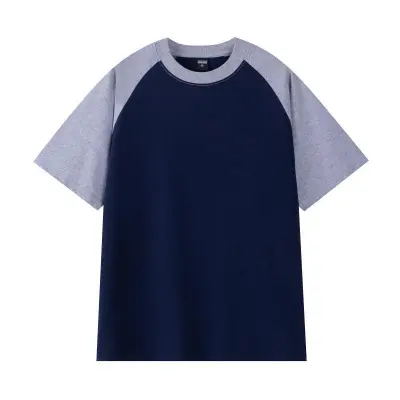Unisex Casual Loose Fit 100% Cotton Raglan Short Sleeve Contrast Color T-Shirt