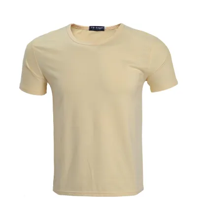 Men Summer Lycra Crew Neck Short-Sleeved Solid Color Advertising Logo Custom T-Shirt