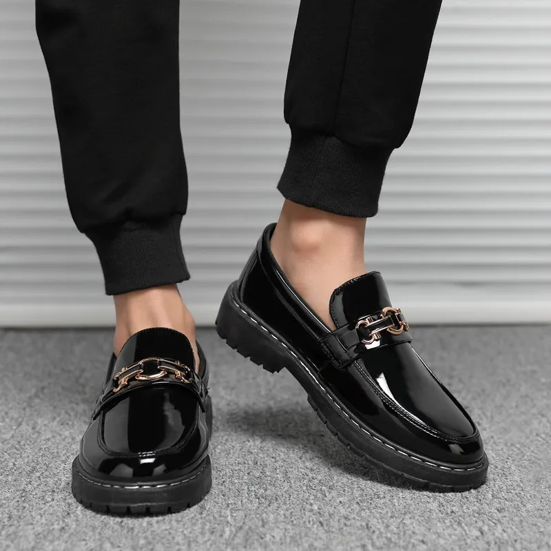 Men Fashion Casual Business British Style Slip On Low Heel PU Loafers Shoes