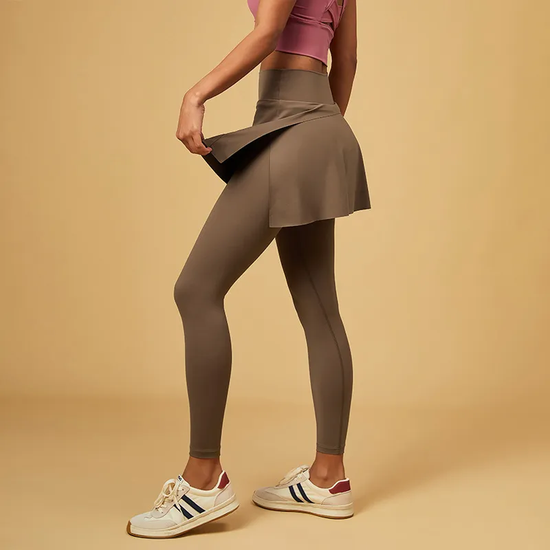 Women Yoga Double-Layer Sports Leggings Solid Color