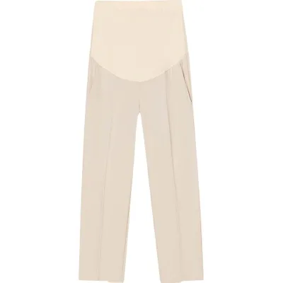Pregnant Women Casual Solid Color High Waist Straight Pants