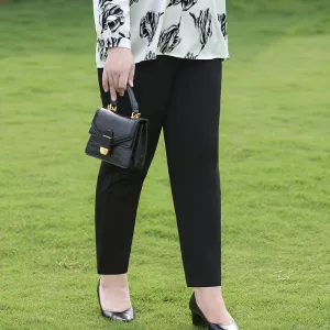 Women Casual Plus Size Stretch Viscose High Waist Pants