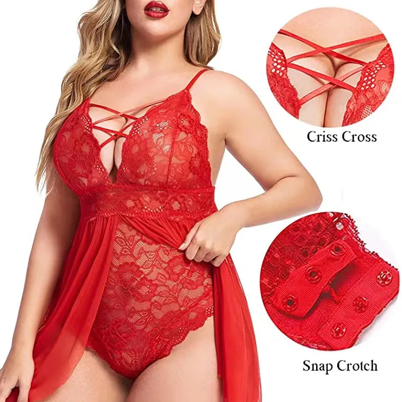 Women Sexy Plus Size Sling Sleepwear Nightdress