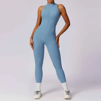 Women Casual Quick Dry Hollow Backless Tight Yoga Jumpsuits