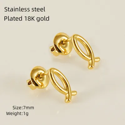 Women Fashion Mini Heart Shaped Hollow Irregular Titanium Steel Earrings