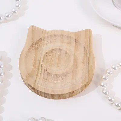 Women Simple Solid Wood Round Bracelet Jewelry Display Tray