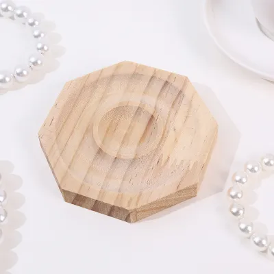 Women Simple Solid Wood Round Bracelet Jewelry Display Tray