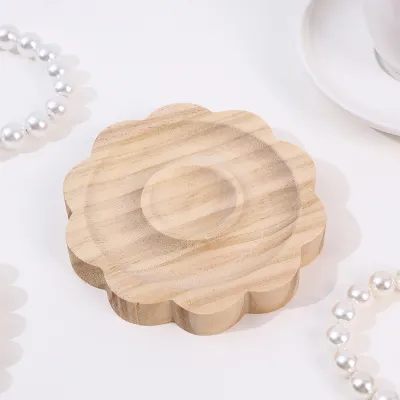 Women Simple Solid Wood Round Bracelet Jewelry Display Tray
