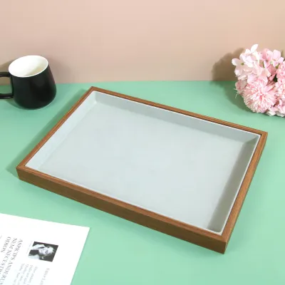 Women Simple Rosewood Jewelry Storage Display Tray 35.7x25x3cm