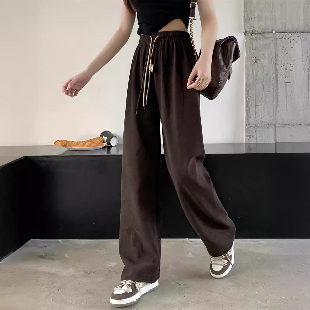 Wholesale Women Casual Solid Color Corduroy Wide-Leg Pants