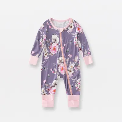 Kids Baby Boys Girls Spring Autumn Cute Tiny Flower Rainbow Print Long Sleeve Romper