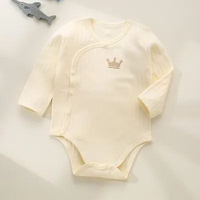 Kids Baby Boys Girls Spring Autumn Casual Cute Rib-Knit Long Sleeve Romper Combed Cotton Neutral