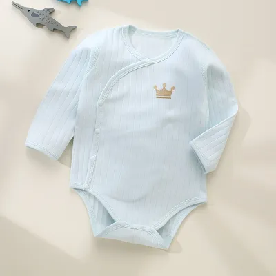 Kids Baby Boys Girls Spring Autumn Casual Cute Rib-Knit Long Sleeve Romper Combed Cotton Neutral