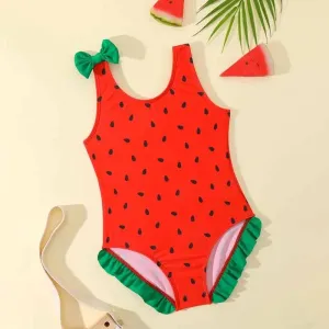 Kids Baby Girls Casual Cute Watermelon Print One Piece Swimwear Polyester