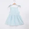 Cotton And Linen Lt.Blue Vertical Strip Flower