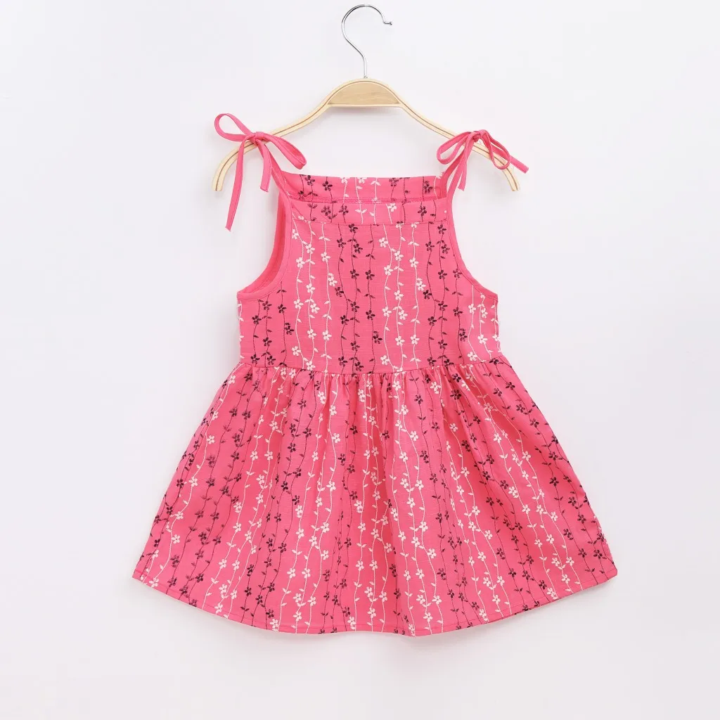 Kids Toddler Girls Casual Cute Tiny Flower Print Strap Princess Dress