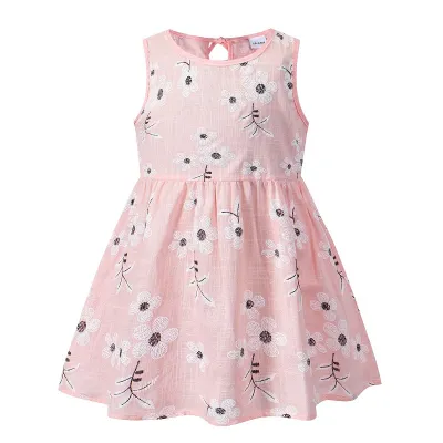 Kids Toddler Girls Casual Cute Cherry Strawberry Flower Print Sleeveless Dress