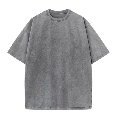 Unisex 230gsm Washed 100% Cotton Short Sleeve Crew Neck T-Shirt