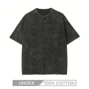 Unisex 230gsm Washed 100% Cotton Short Sleeve Crew Neck T-Shirt