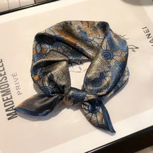 Women Fashion Geometric Pattern Printed Square Polyester Scarf