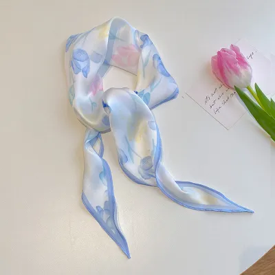 Women's Striped Floral Diamond Print Long Scarf