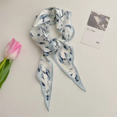 Women's Striped Floral Diamond Print Long Scarf