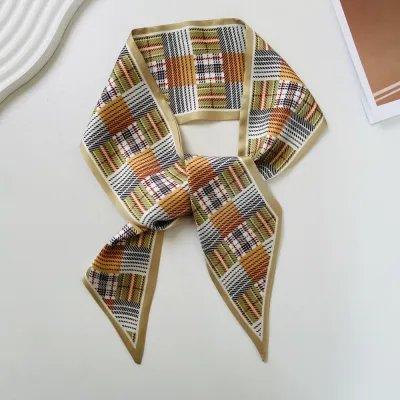 Women Fashion Geometric Rhomboid Print Polyester Long Scarf