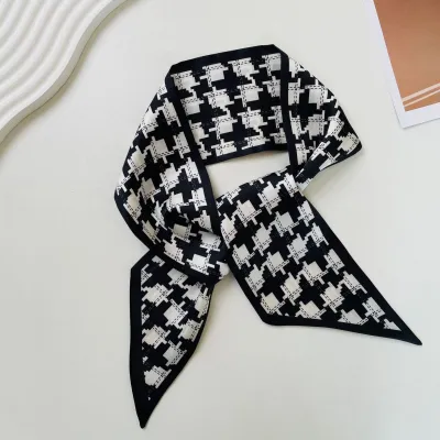 Women Fashion Geometric Rhomboid Print Polyester Long Scarf