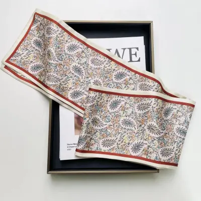 Women Fashion Floral Stripe Print Long Scarf Sweet Pastoral Style