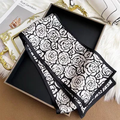 Women Fashion Floral Stripe Print Long Scarf Sweet Pastoral Style