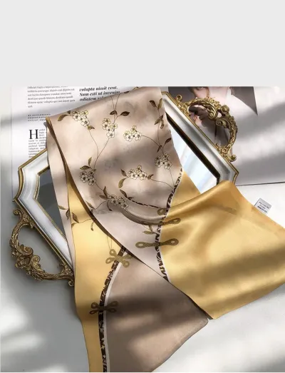 Women Fashion Floral Stripe Print Long Scarf Sweet Pastoral Style