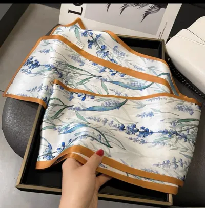 Women Fashion Floral Stripe Print Long Scarf Sweet Pastoral Style