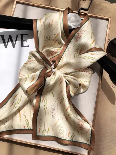 Women Fashion Floral Stripe Print Long Scarf Sweet Pastoral Style