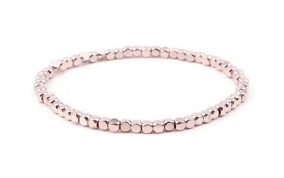 Women's Simple Golden Copper Elbow Acrylic Facet Crystal Beaded Bracelet