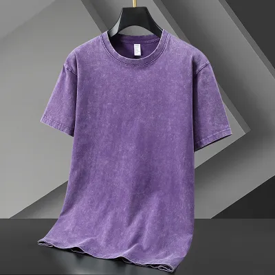 Heavy Washed Retro Street Style Oversize Crew Neck Short Sleeve Cotton T-Shirt