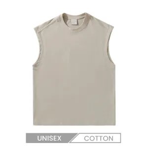 Unisex Men Women 270gsm Sleeveless 32s/2 Loose 100% Cotton Crew Neck T-Shirt