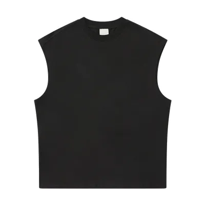 Unisex Men Women 270gsm Sleeveless 32s/2 Loose 100% Cotton Crew Neck T-Shirt