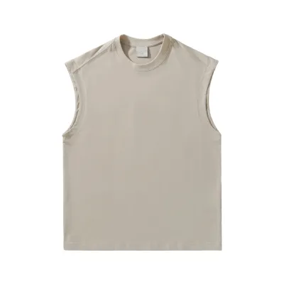Unisex Men Women 270gsm Sleeveless 32s/2 Loose 100% Cotton Crew Neck T-Shirt