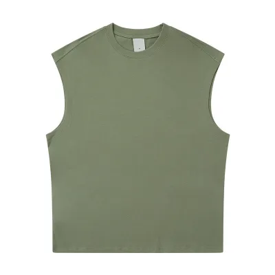 Unisex Men Women 270gsm Sleeveless 32s/2 Loose 100% Cotton Crew Neck T-Shirt