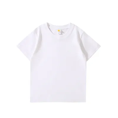 Summer Kids Children 100% Cotton Short-Sleeved Solid Color Crew Neck T-Shirt