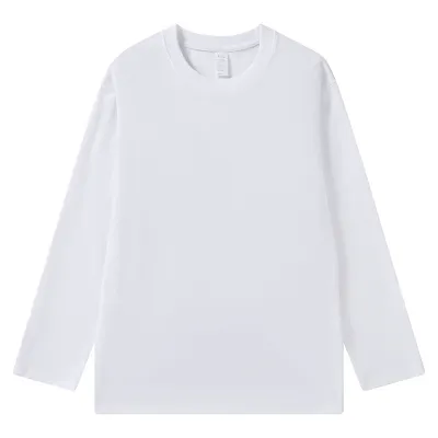 Unisex Men 260gsm Heavy Combed 100% Cotton Crew Neck Long Sleeve T-Shirt