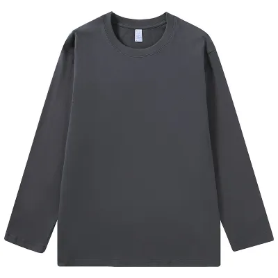 Unisex Men 260gsm Heavy Combed 100% Cotton Crew Neck Long Sleeve T-Shirt