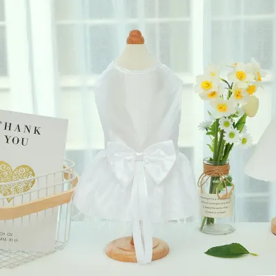 Cartoon Cute Bow Wedding Princess Dress Pet Dog Cat Clothes