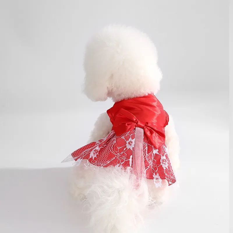 Cartoon Cute Bow Wedding Princess Dress Pet Dog Cat Clothes