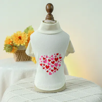 Simple Cartoon Valentine Day Heart Print Pet Cat Dog Clothes