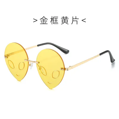 Personality Frameless Alien Funny Sunglasses with Metal Frame PC Lens