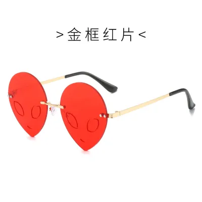 Personality Frameless Alien Funny Sunglasses with Metal Frame PC Lens